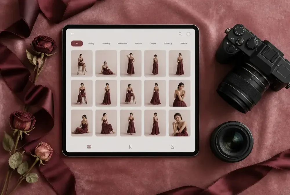 The Boudoir Playbook organizado por secciones en una tablet